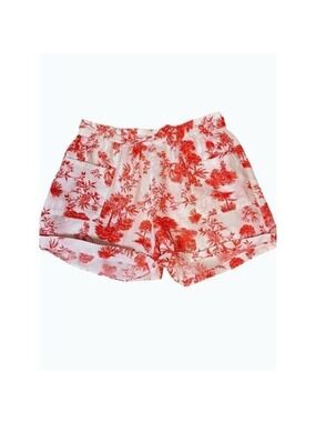 Pure Navy Melon Toile Print Linen Shorts Medium
